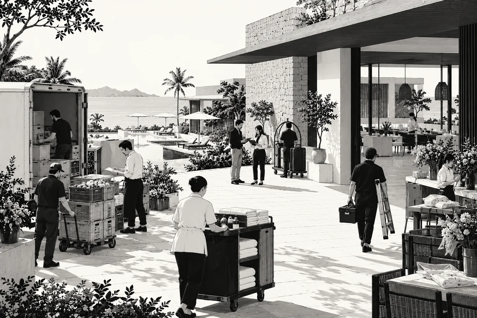 The people, deliveries and services that keep a coastal resort running.